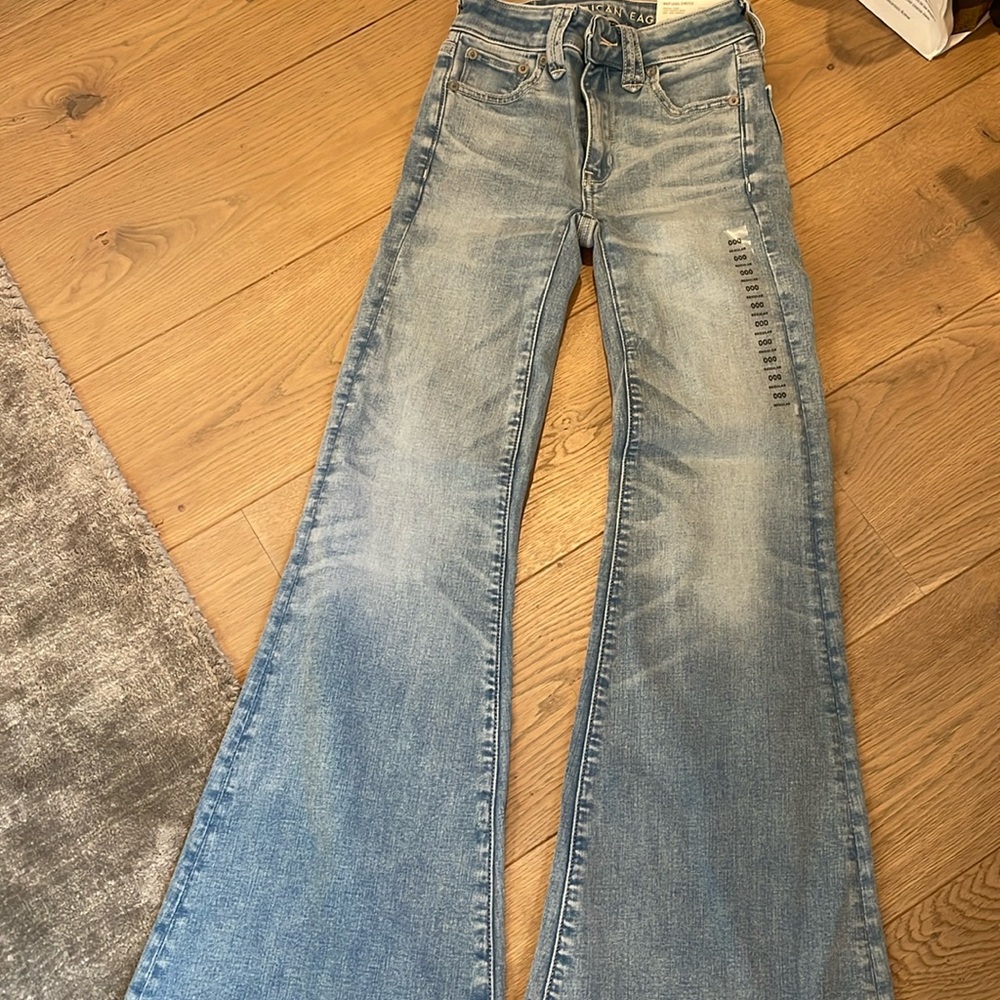 American Eagle light wash flare jeans